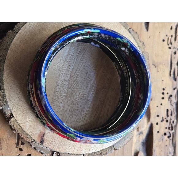 Colorful Floral Enamel Bangle Set - Picture 7 of 7